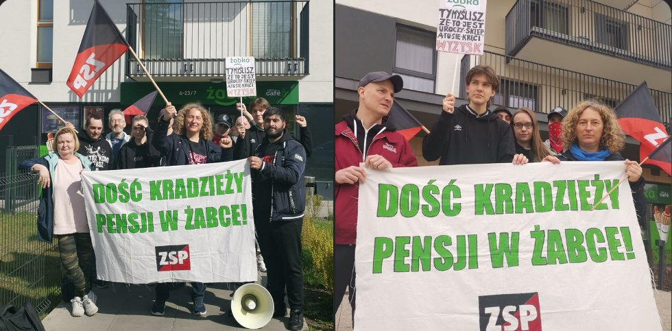 Pikiety ZSP pod Żabkami przy ulicach Hemara 7 i Skrzyneckiego 21