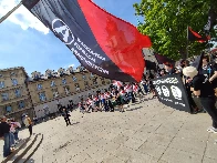 Demonstracja białoruskich anarchistów i opozycjonistów pod pomnikiem Kopernika - Warszawa 14.05.2023