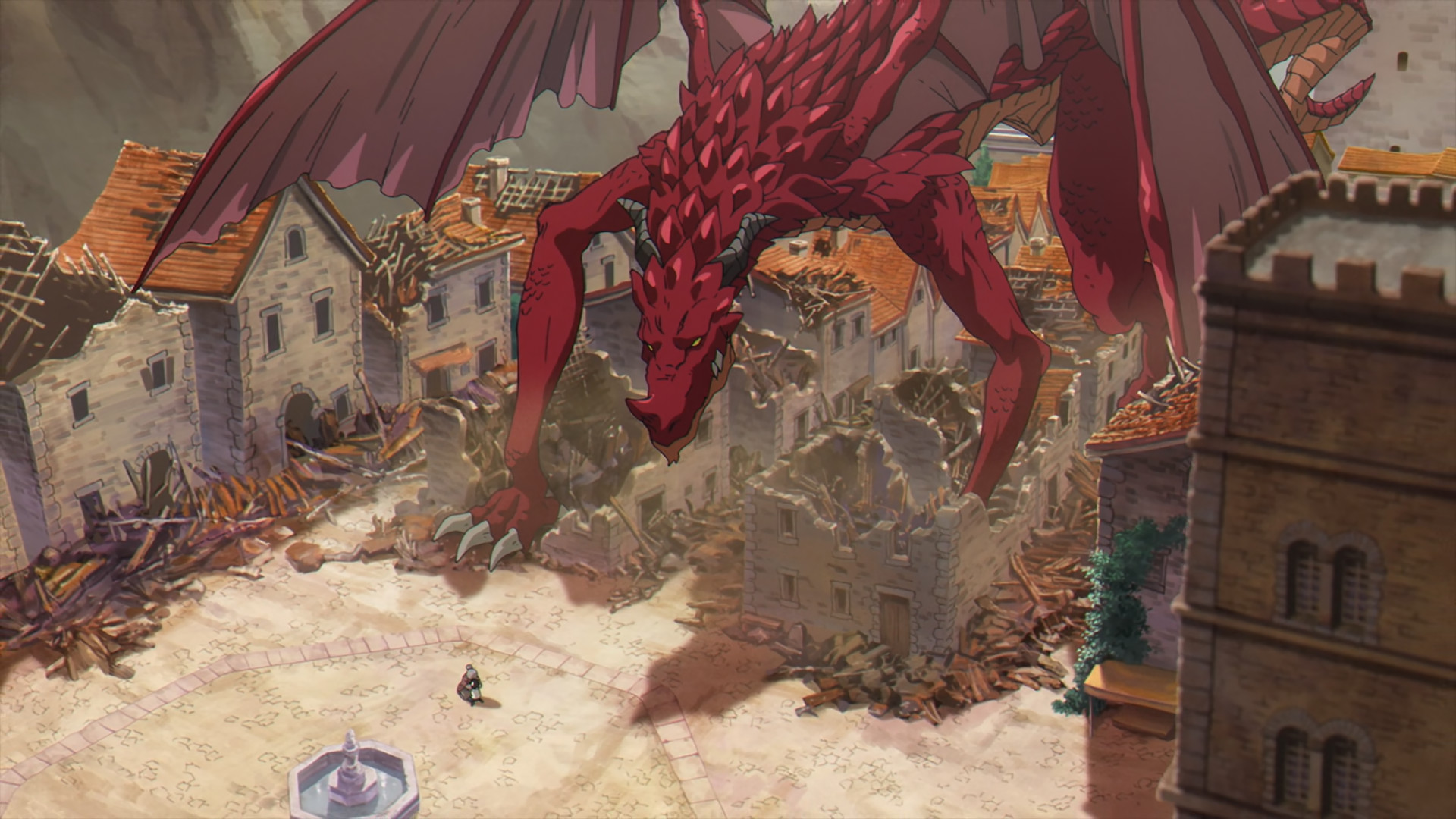 Dragon destroying the city