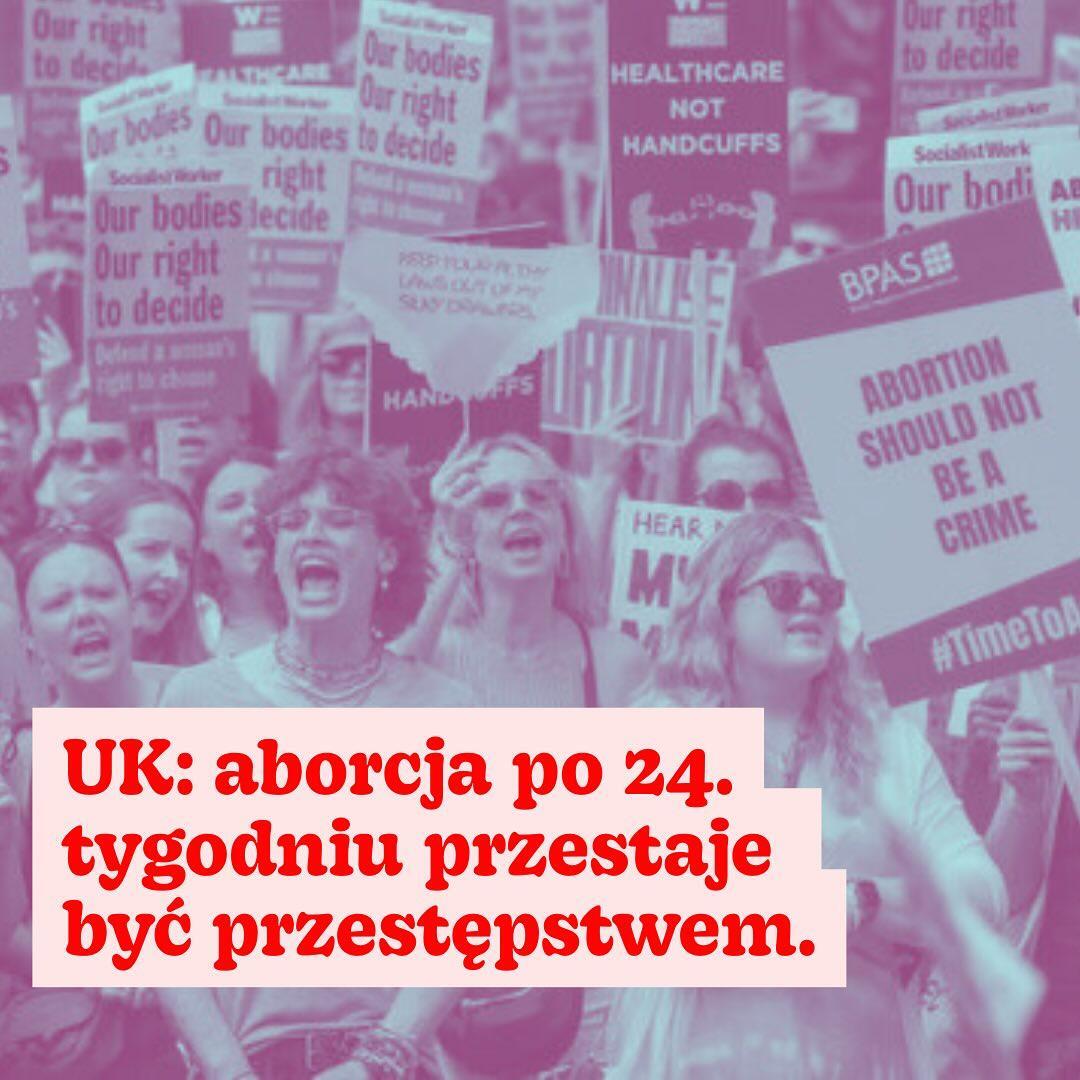UK: aborcja po 24.
tygodniu przestaje
być przestępstwem.

zdjęcia z protestu w tle
