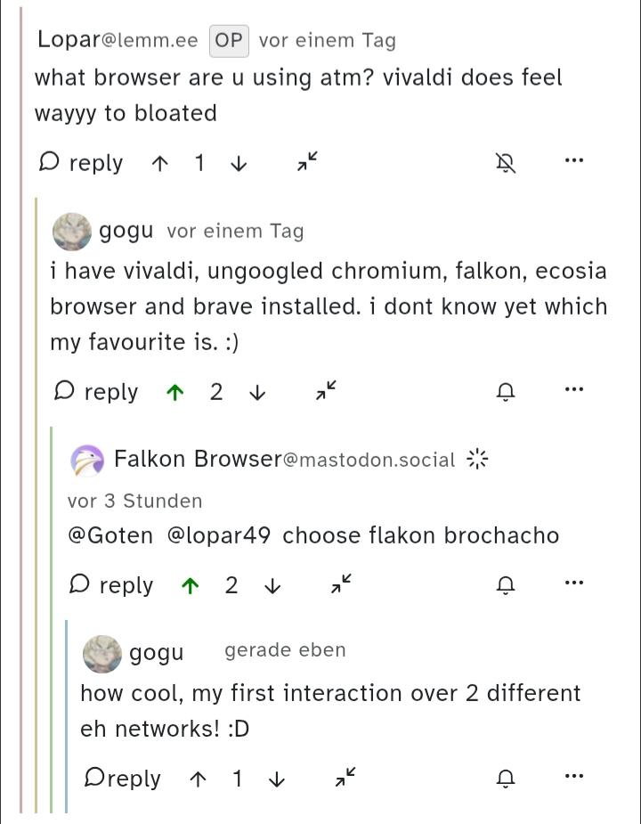 My first Interaction: Piefed-Mastodon! Was very cool to see! :D