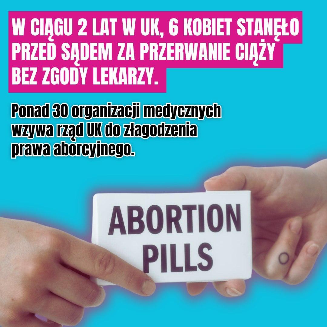 
W CIĄGU 2 LAT W UK, 6 KOBIET STANĘŁO PRZED SĄDEM ZA PRZERWANIE CIĄŻY BEZ ZGODY LEKARZY.
Ponad 30 organizacji medycznych wzywa rząd UK do złagodzenia prawa aborcyjnego.

obrazek: ręce podające sobie opakowanie tabletek aboryjnych
