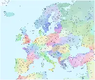 Europa podzielona na regiony z 1 milionem ludzi