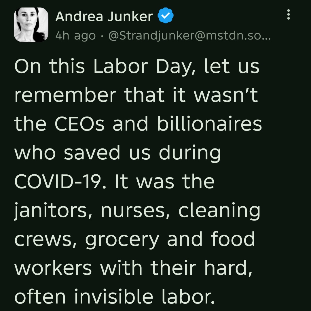 On this Labor Day, let us remember that it wasn’t the CEOs and billionaires who saved us during COVID-19. It was the janitors, nurses, cleaning crews, grocery and food workers with their hard, often invisible labor.